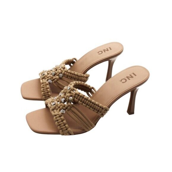 Inc Womens Black Comfort Ruched Birana Square Toe Stiletto Slip on Heeled Sandal - Picture 5 of 7